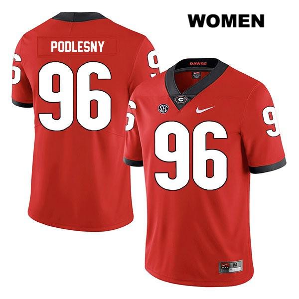 Georgia Bulldogs Women's Jack Podlesny #96 NCAA Legend Authentic Red Nike Stitched College Football Jersey VNM4256ZN